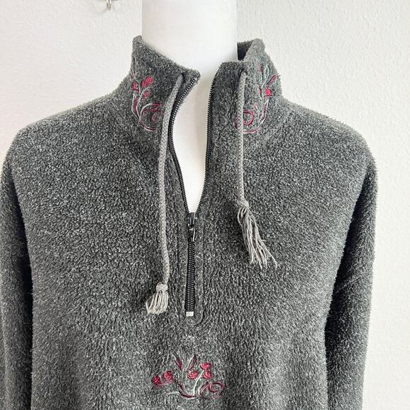 Victoria's Secret Country Vintage Fleece Pullover Women's M Gray Sweater Jacket - Picture 2 of 6